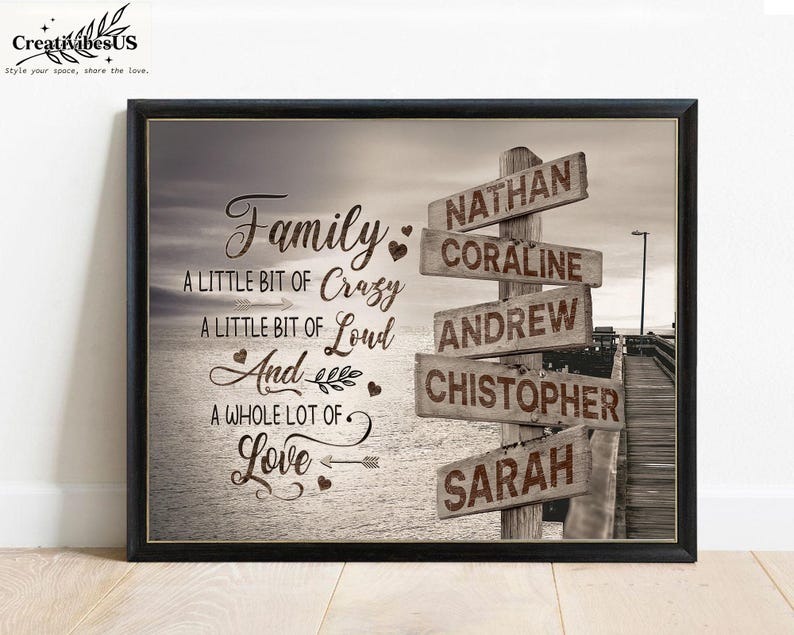 Family Lake Dock Sign Wall Art, Personalized Family Poster Canvas, Custom Family Names Sign, Anniversary Housewarming Gift, Mothers Day Gift