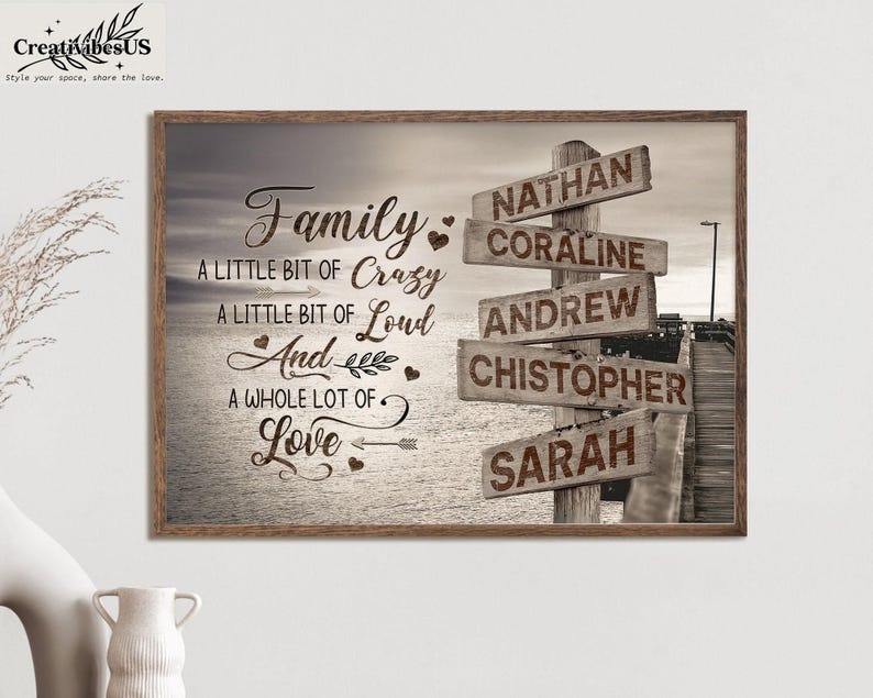 Family Lake Dock Sign Wall Art, Personalized Family Poster Canvas, Custom Family Names Sign, Anniversary Housewarming Gift, Mothers Day Gift