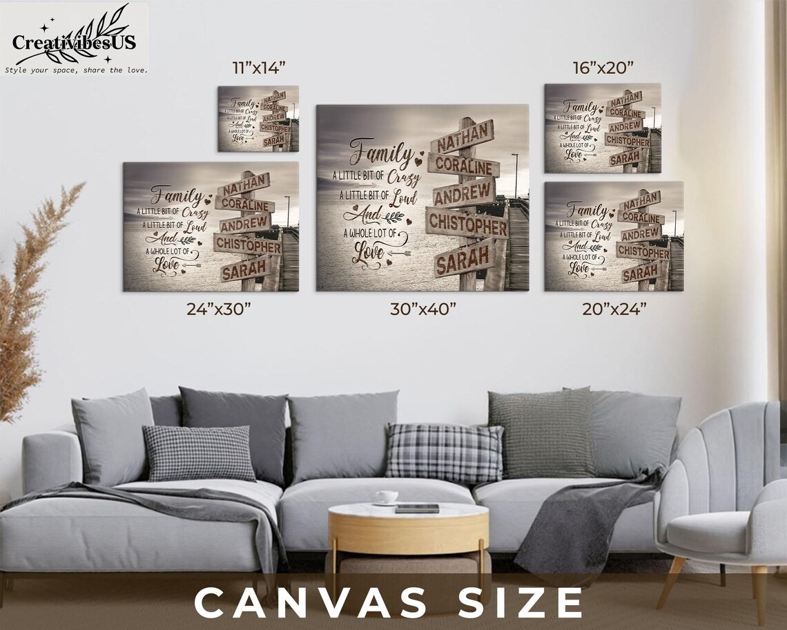 Family Lake Dock Sign Wall Art, Personalized Family Poster Canvas, Custom Family Names Sign, Anniversary Housewarming Gift, Mothers Day Gift