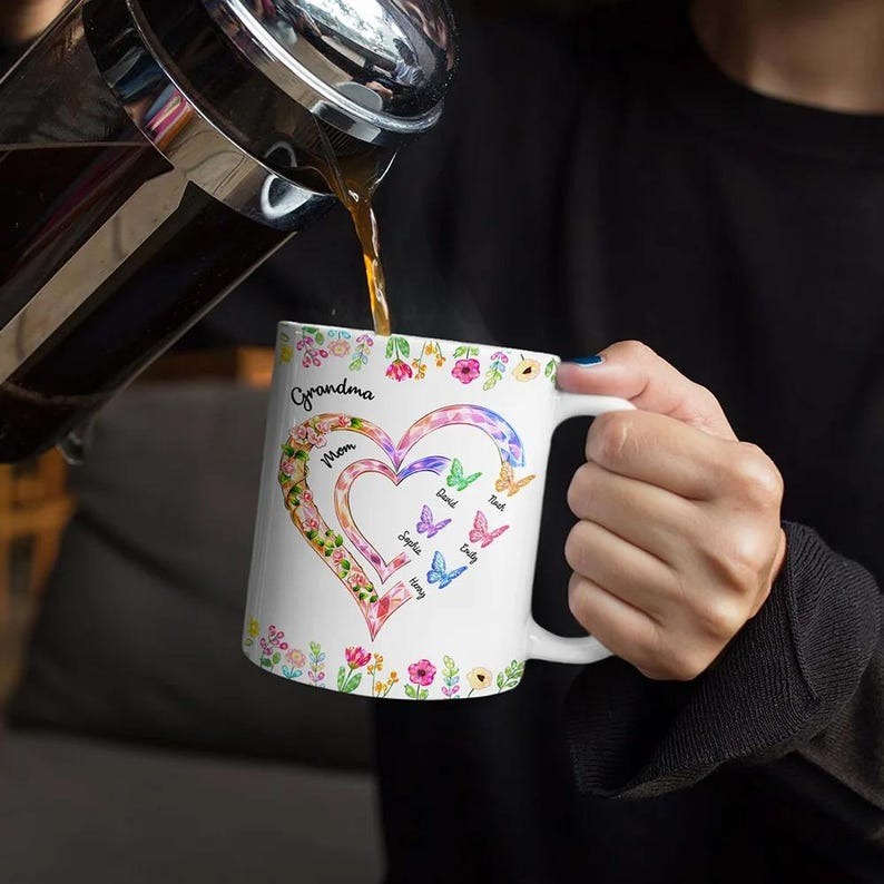 First Mom Now Grandma Mug, Personalized Grandma Mug with Kids Names, Nana Mimi Gift, New Grandma Gift, Mother's Day Gift for Grandma