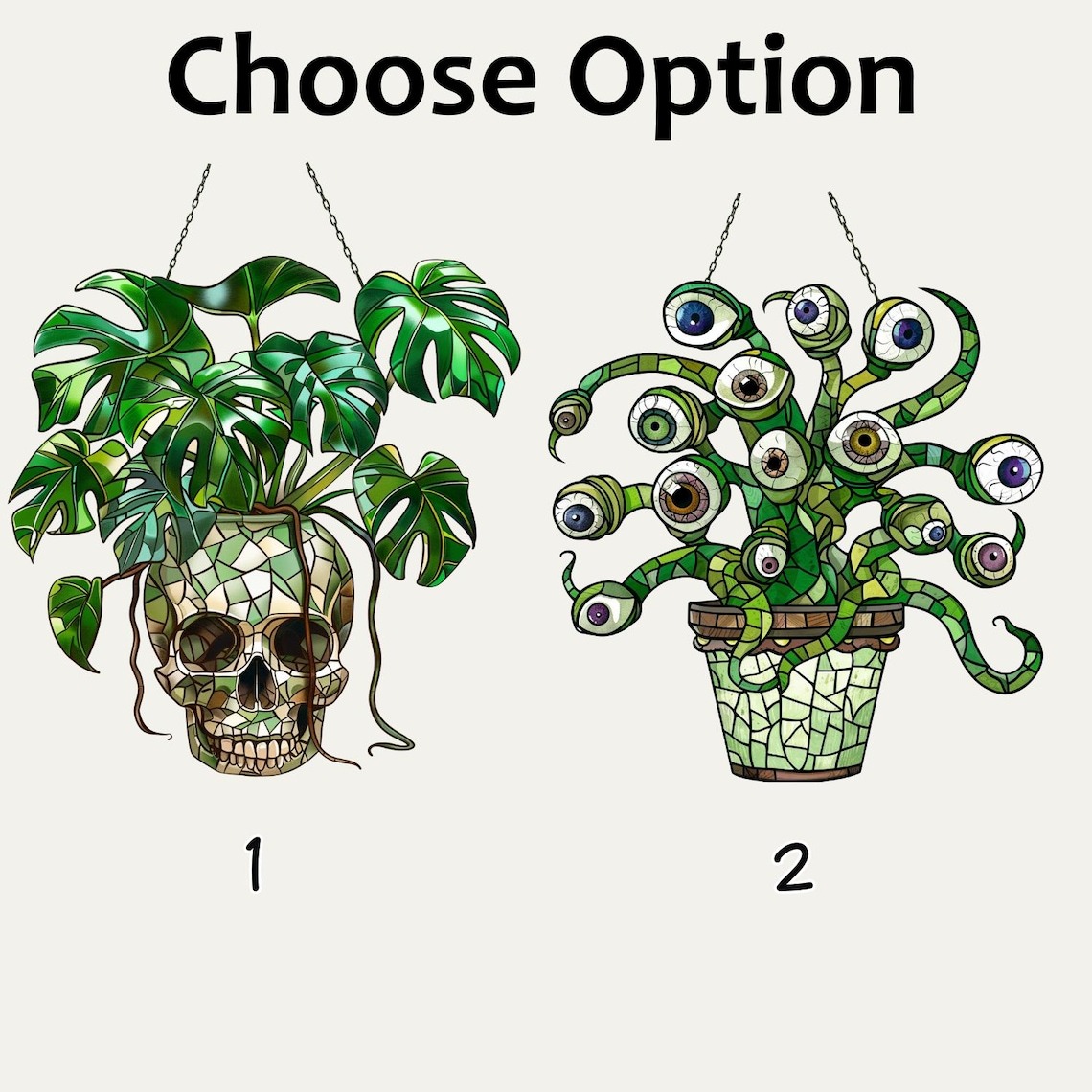 Plant Halloween Decor, Spooky Decor Art, Halloween Suncatcher Ornament, Monstera Ornament, Skull & Monstera Suncatcher, Plant Lovers Gift