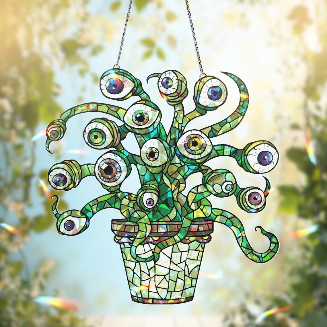 Plant Halloween Decor, Spooky Decor Art, Halloween Suncatcher Ornament, Monstera Ornament, Skull & Monstera Suncatcher, Plant Lovers Gift