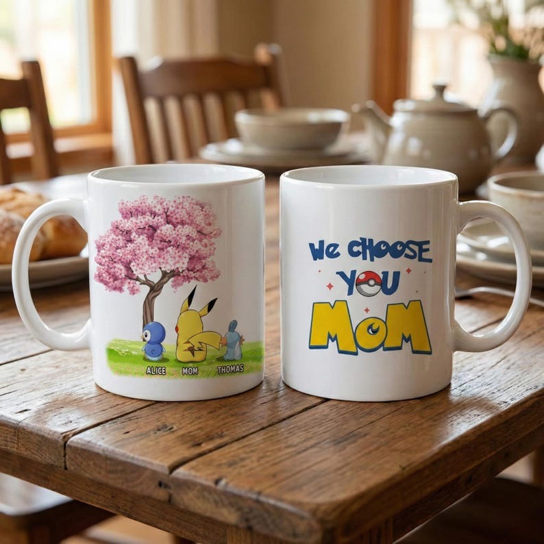 Personalized Best Mom Ever Mug with Kids Names, Cartoon Character Mom Mug, Mother's Day Gift from Kids, Custom Mom Coffee Mug