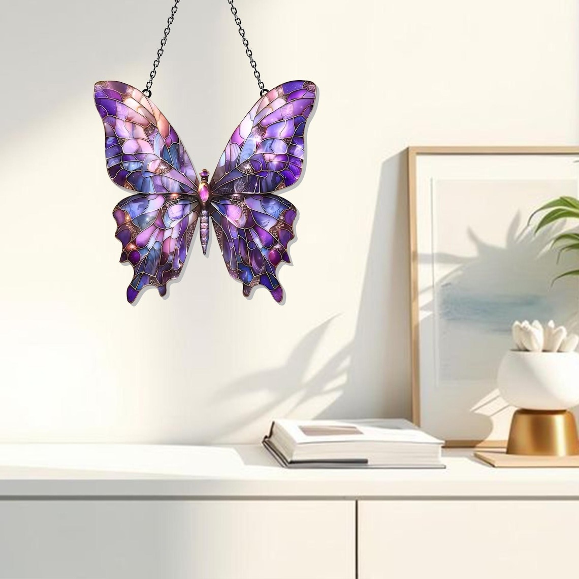 Purple Butterfly Window Hanging, Purple Butterfly Suncatcher, Acrylic Butterfly Art, Garden Decor, Pride Ornament, Gift for Butterfly Lovers
