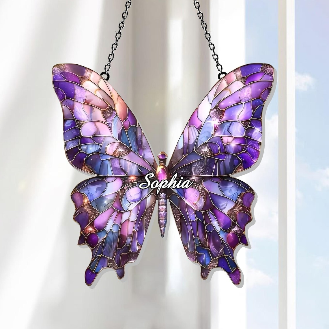 Purple Butterfly Window Hanging, Purple Butterfly Suncatcher, Acrylic Butterfly Art, Garden Decor, Pride Ornament, Gift for Butterfly Lovers