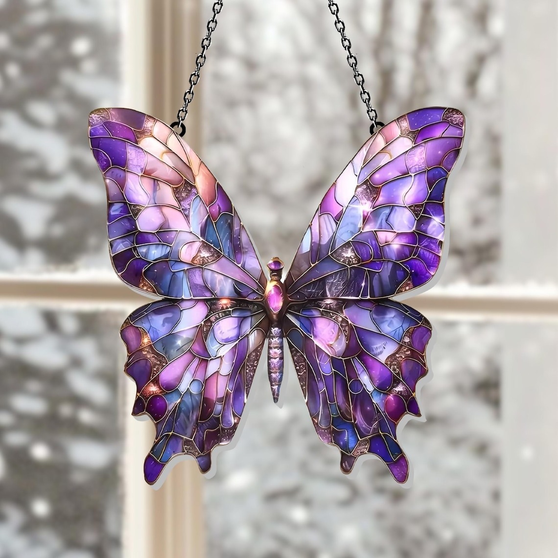 Purple Butterfly Window Hanging, Purple Butterfly Suncatcher, Acrylic Butterfly Art, Garden Decor, Pride Ornament, Gift for Butterfly Lovers