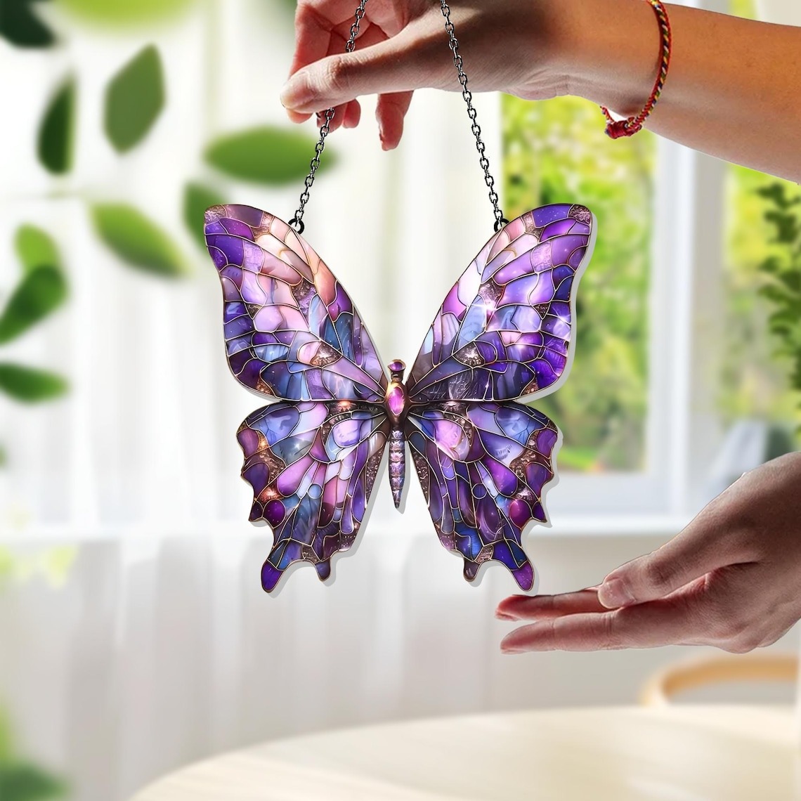 Purple Butterfly Window Hanging, Purple Butterfly Suncatcher, Acrylic Butterfly Art, Garden Decor, Pride Ornament, Gift for Butterfly Lovers