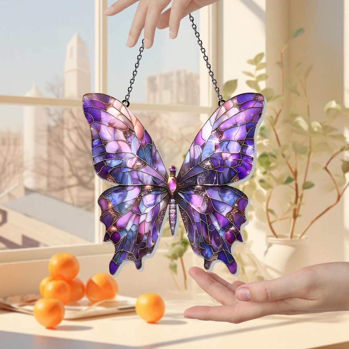 Purple Butterfly Window Hanging, Purple Butterfly Suncatcher, Acrylic Butterfly Art, Garden Decor, Pride Ornament, Gift for Butterfly Lovers