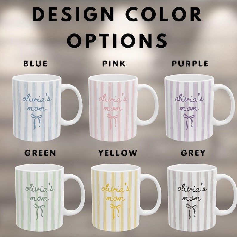 New Mom Mug, First Time Mom Gift, Personalized Blue Stripe Coffee Mug, New Parent Gift, Mother's Day Gift for New Mom