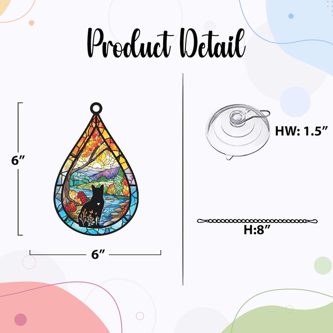 Custom Cat Memorial Suncatcher With Name And Date, Personalized Teardrop Dog Memorial Suncatcher , Engraved Cat Lovers Gifts, Cat Loss Gift