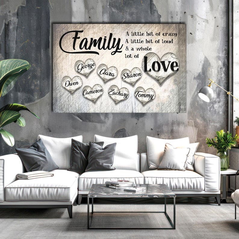 Personalized Family Names Canvas | Heart Keepsake Wall Art