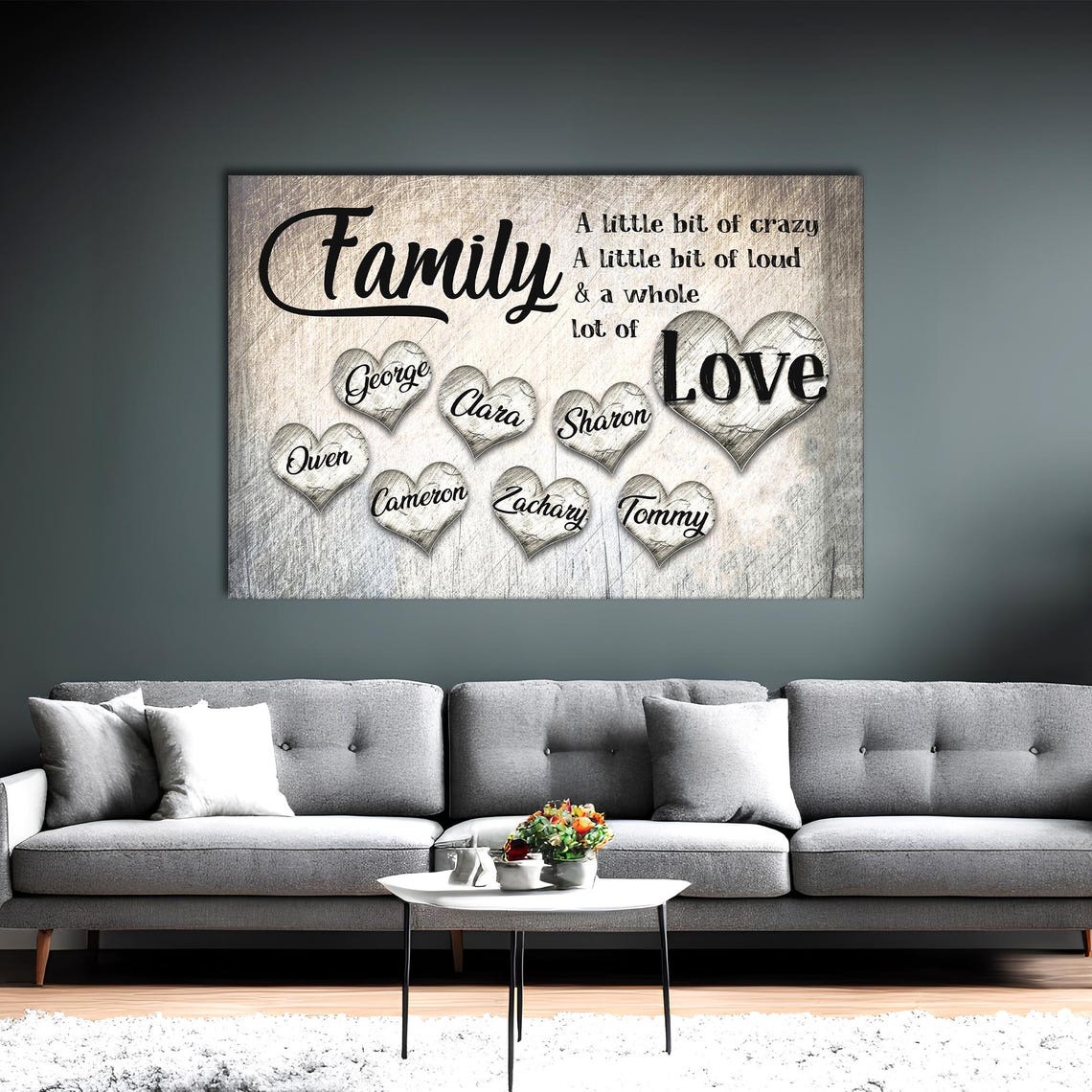Personalized Family Names Canvas | Heart Keepsake Wall Art