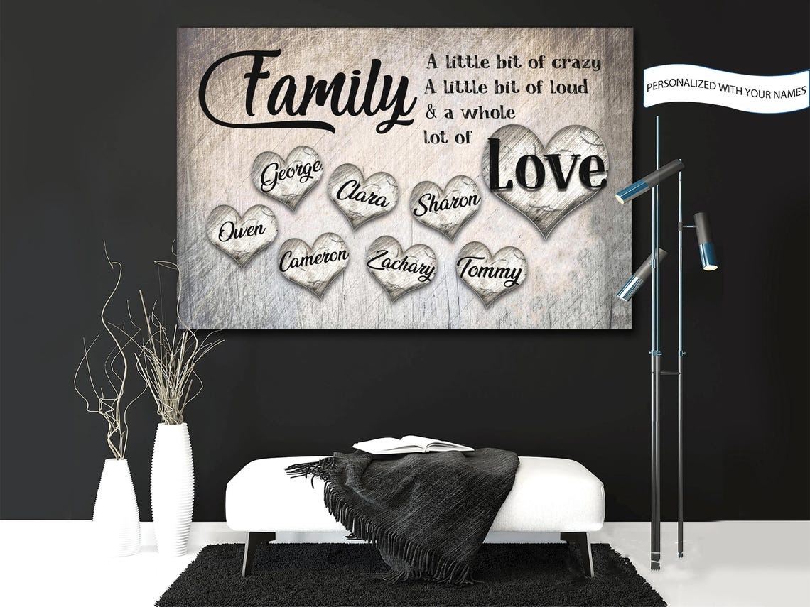 Personalized Family Names Canvas | Heart Keepsake Wall Art
