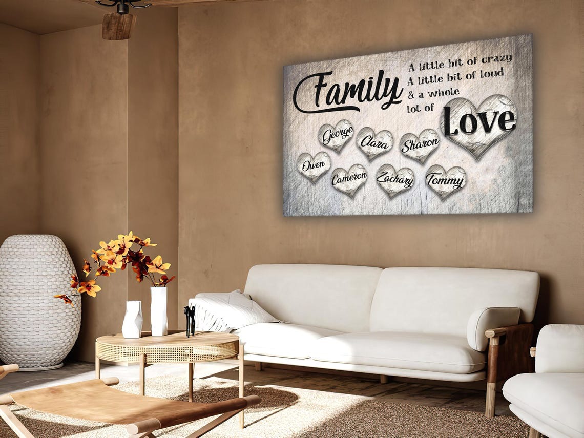 Personalized Family Names Canvas | Heart Keepsake Wall Art