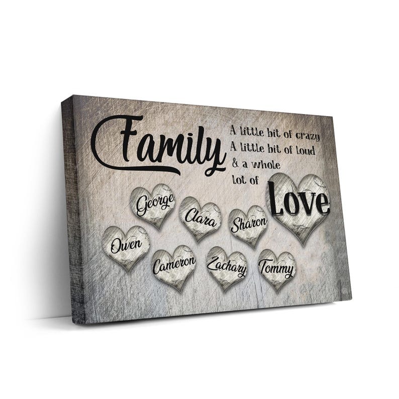Personalized Family Names Canvas | Heart Keepsake Wall Art
