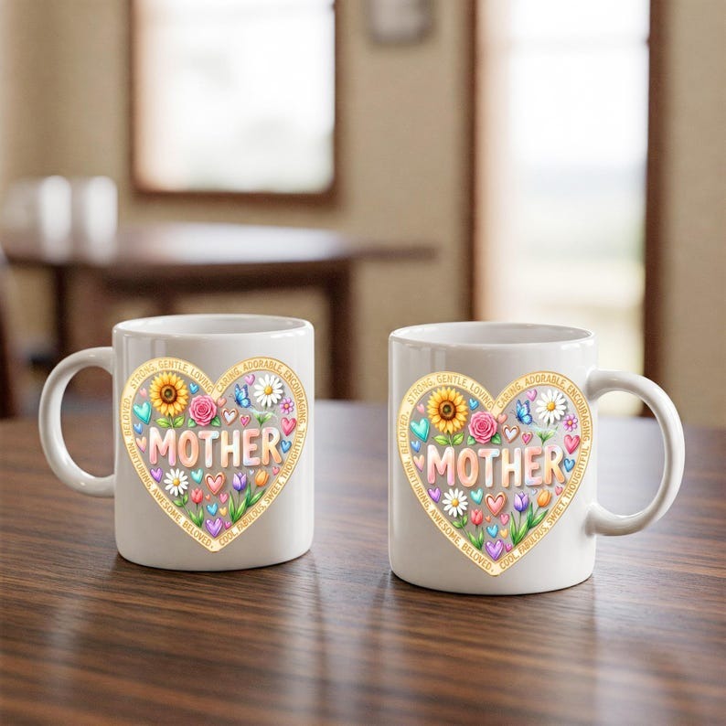 Ceramic Mug: Mother Heart Floral Design