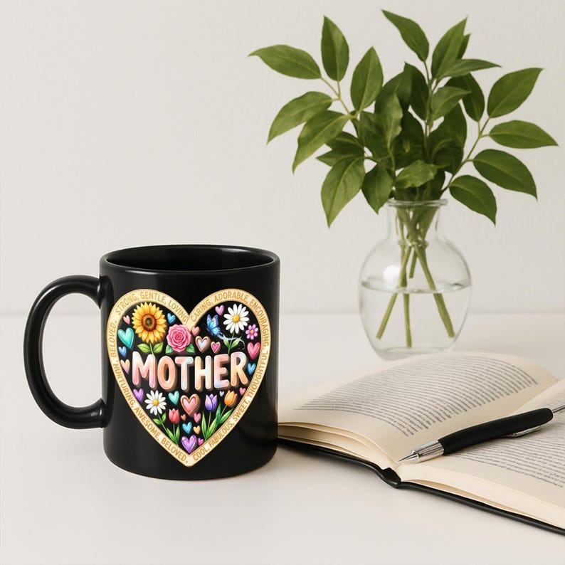 Ceramic Mug: Mother Heart Floral Design