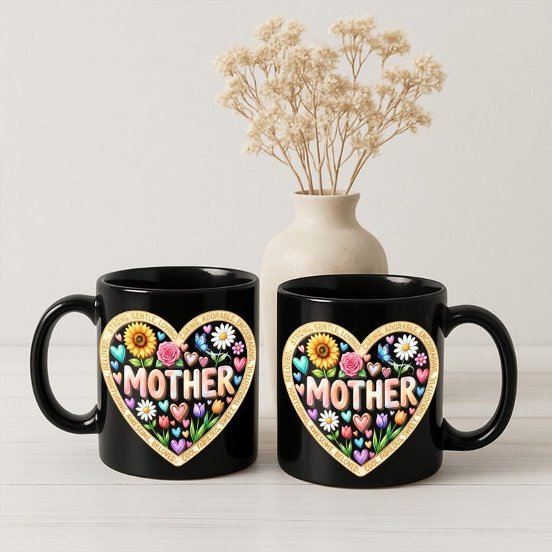 Ceramic Mug: Mother Heart Floral Design