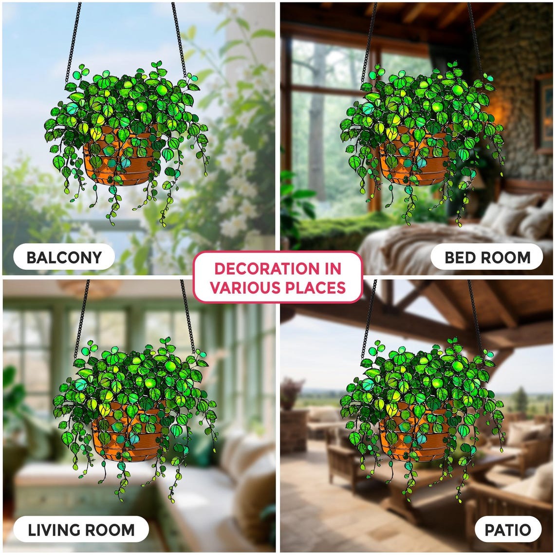 String of Turtles Suncatcher: Acrylic Greenery Window Decor