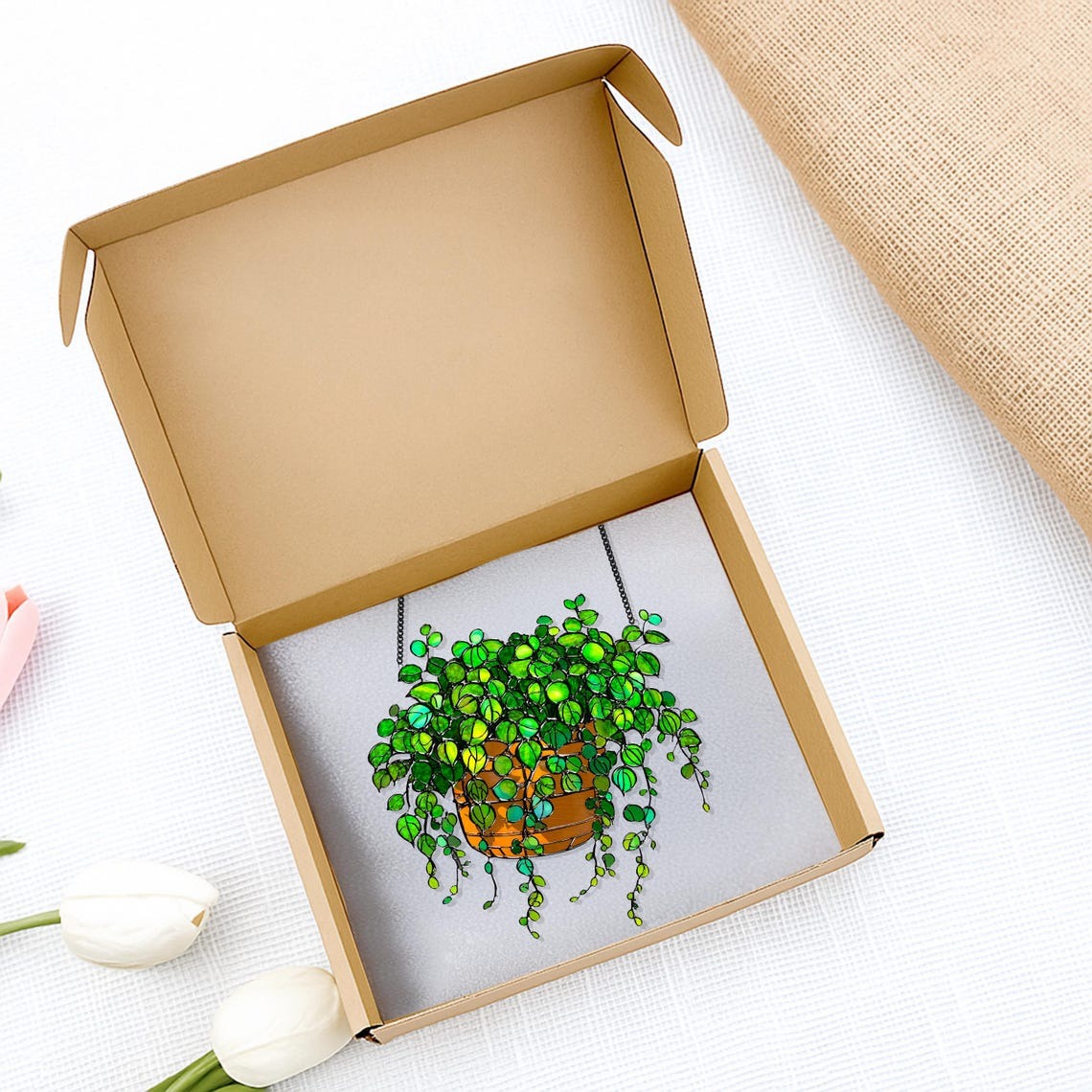 String of Turtles Suncatcher: Acrylic Greenery Window Decor