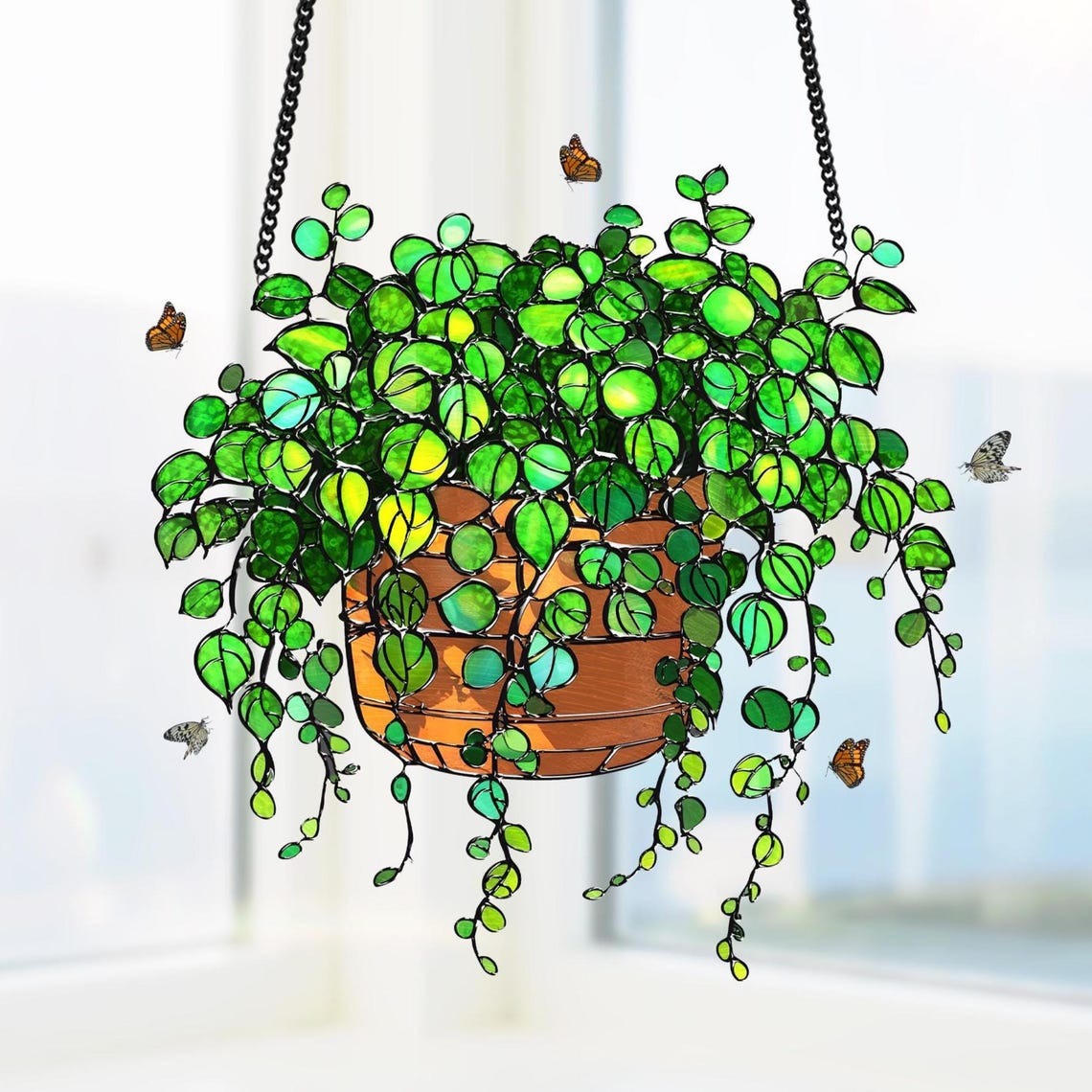 String of Turtles Suncatcher: Acrylic Greenery Window Decor