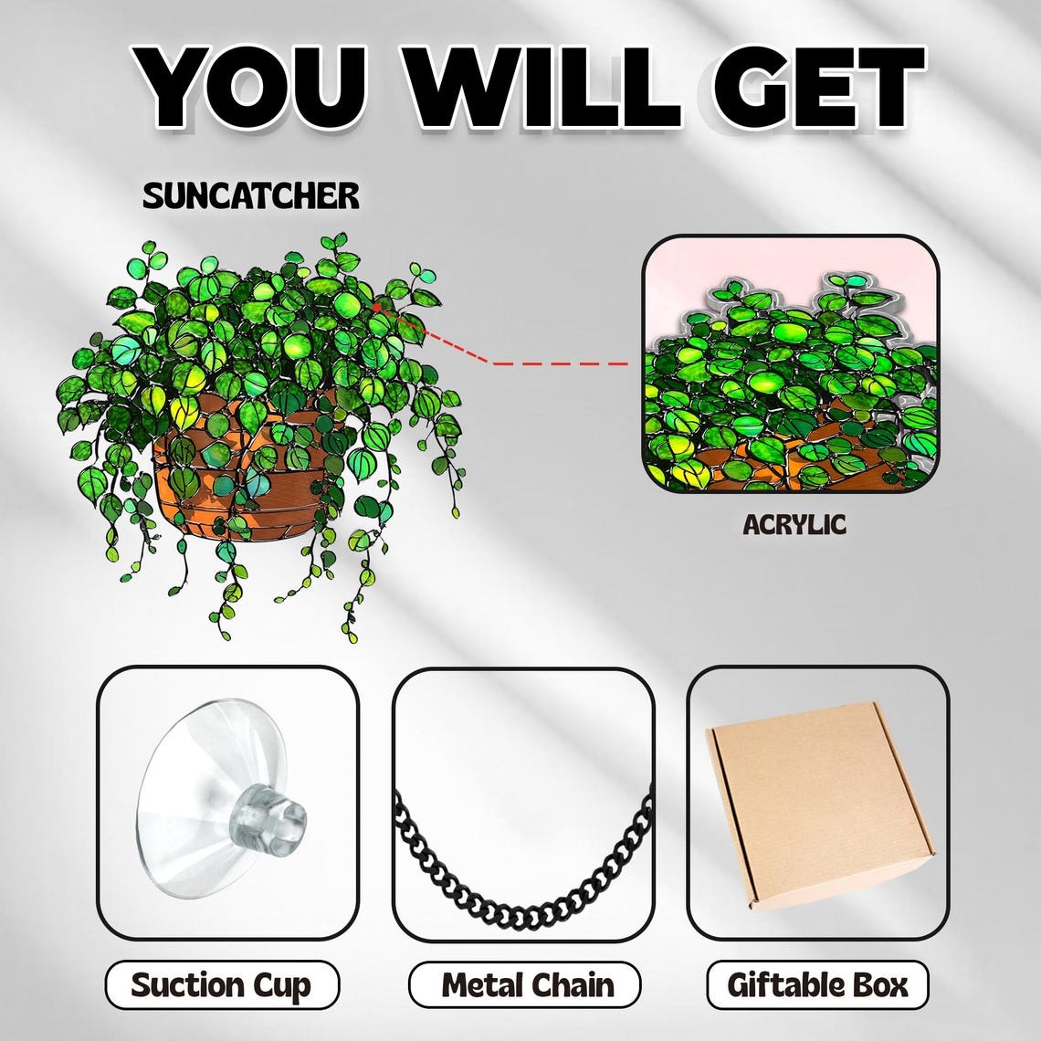 String of Turtles Suncatcher: Acrylic Greenery Window Decor