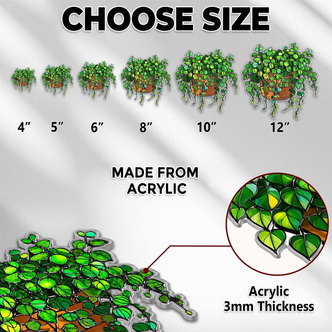 String of Turtles Suncatcher: Acrylic Greenery Window Decor