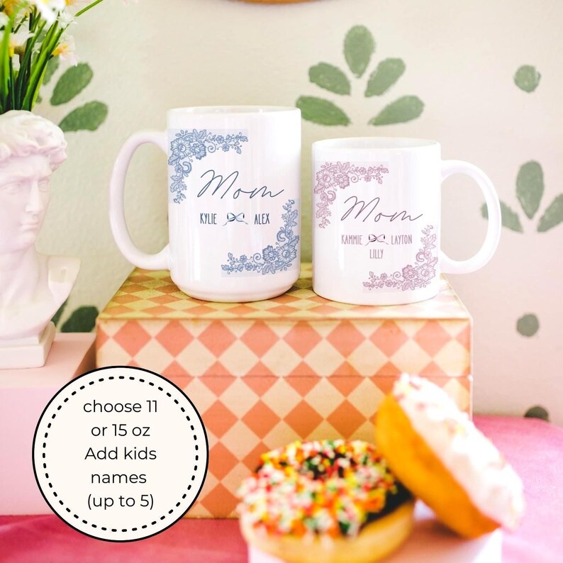 Personalized Mom Mug with Kids Names, Custom Name Mom Mug, Mother's Day Gift from Kids, New Mama Gift, Personalized Coffee Mug for Mom