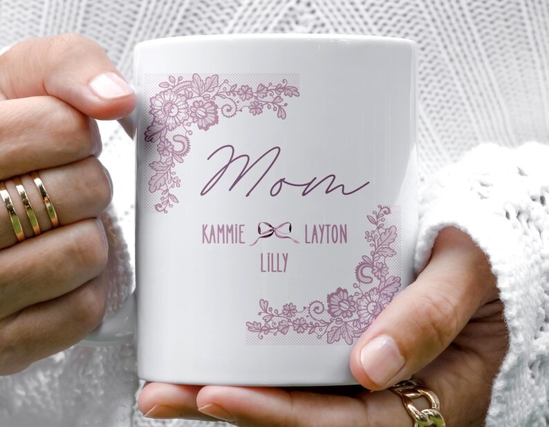Personalized Mom Mug with Kids Names, Custom Name Mom Mug, Mother's Day Gift from Kids, New Mama Gift, Personalized Coffee Mug for Mom