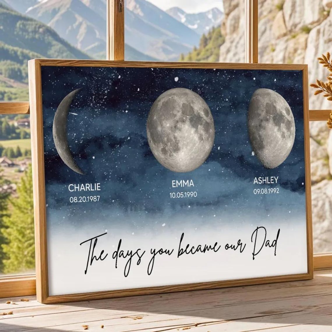 Personalized Moon Phase By Date Frame Canvas, Custom Mom and Kids Moon Phase Canvas, Mother’s Day Gift, Gift For Mom, Gift For Grandma, Nana