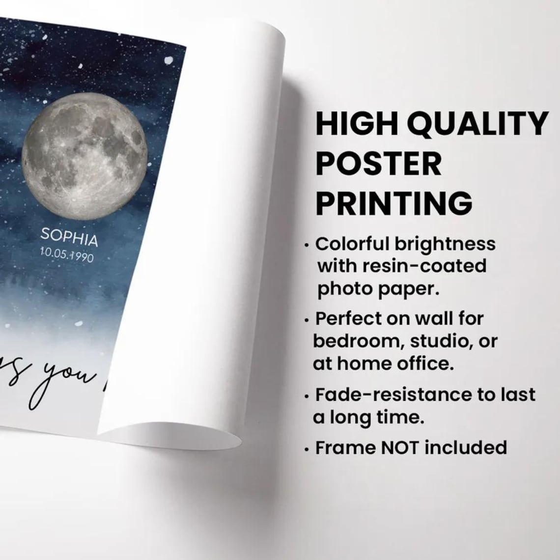 Personalized Moon Phase By Date Frame Canvas, Custom Mom and Kids Moon Phase Canvas, Mother’s Day Gift, Gift For Mom, Gift For Grandma, Nana