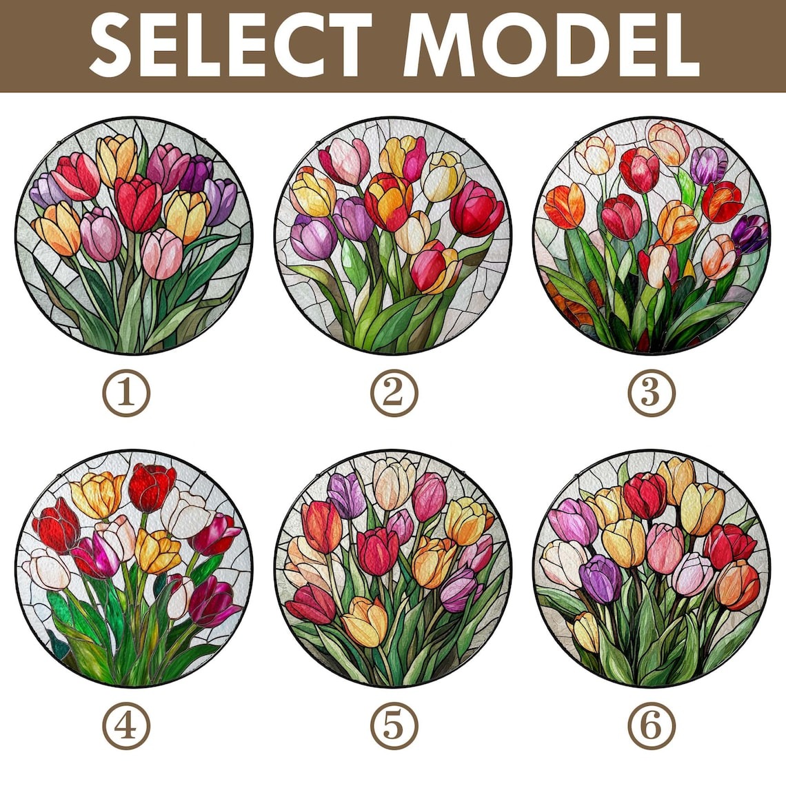 Personalized Colorful Tulips Painted Stained Glass Suncatcher, Teacher Garden Window Hanging Decor,Outdoor Sun Catcher, Flower Botanical Art