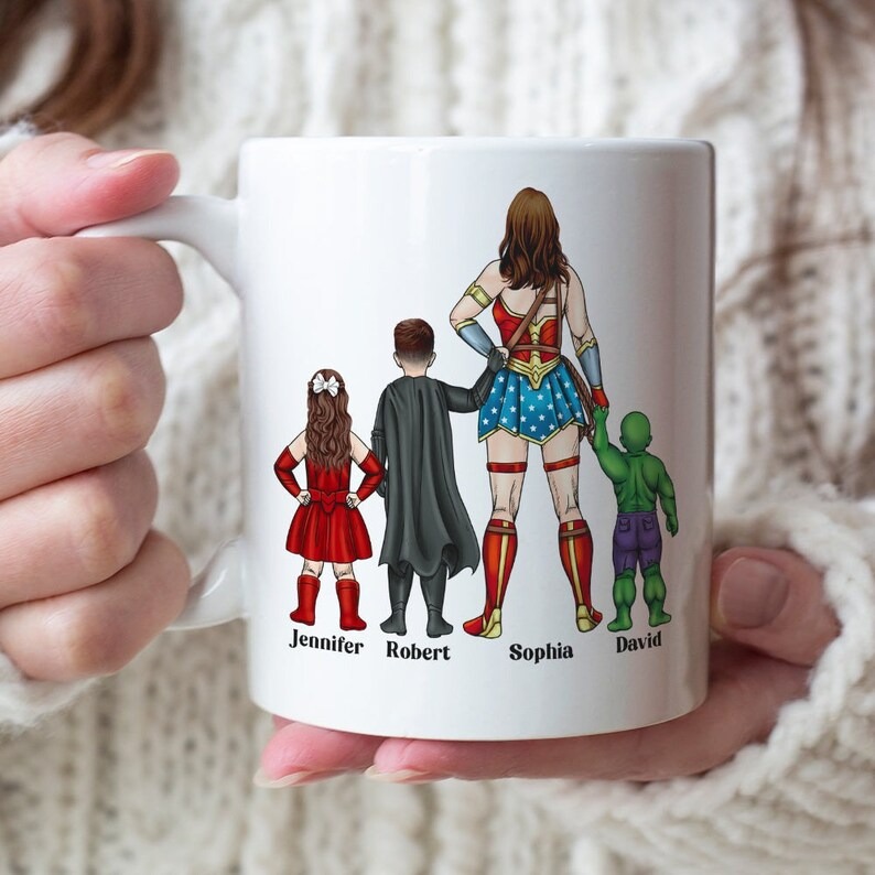 Personalized Superhero Mom Mug, Best Mom Ever Coffee Mug, Super Mom Mug, Mother's Day Gift for Mom, Custom Mommy Mug