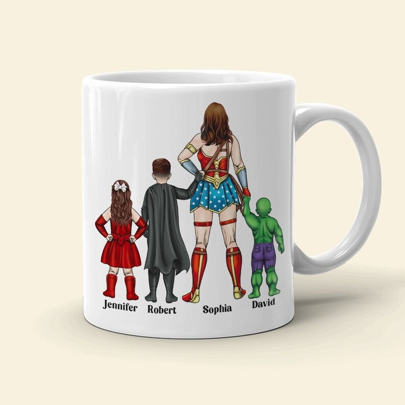 Personalized Superhero Mom Mug, Best Mom Ever Coffee Mug, Super Mom Mug, Mother's Day Gift for Mom, Custom Mommy Mug