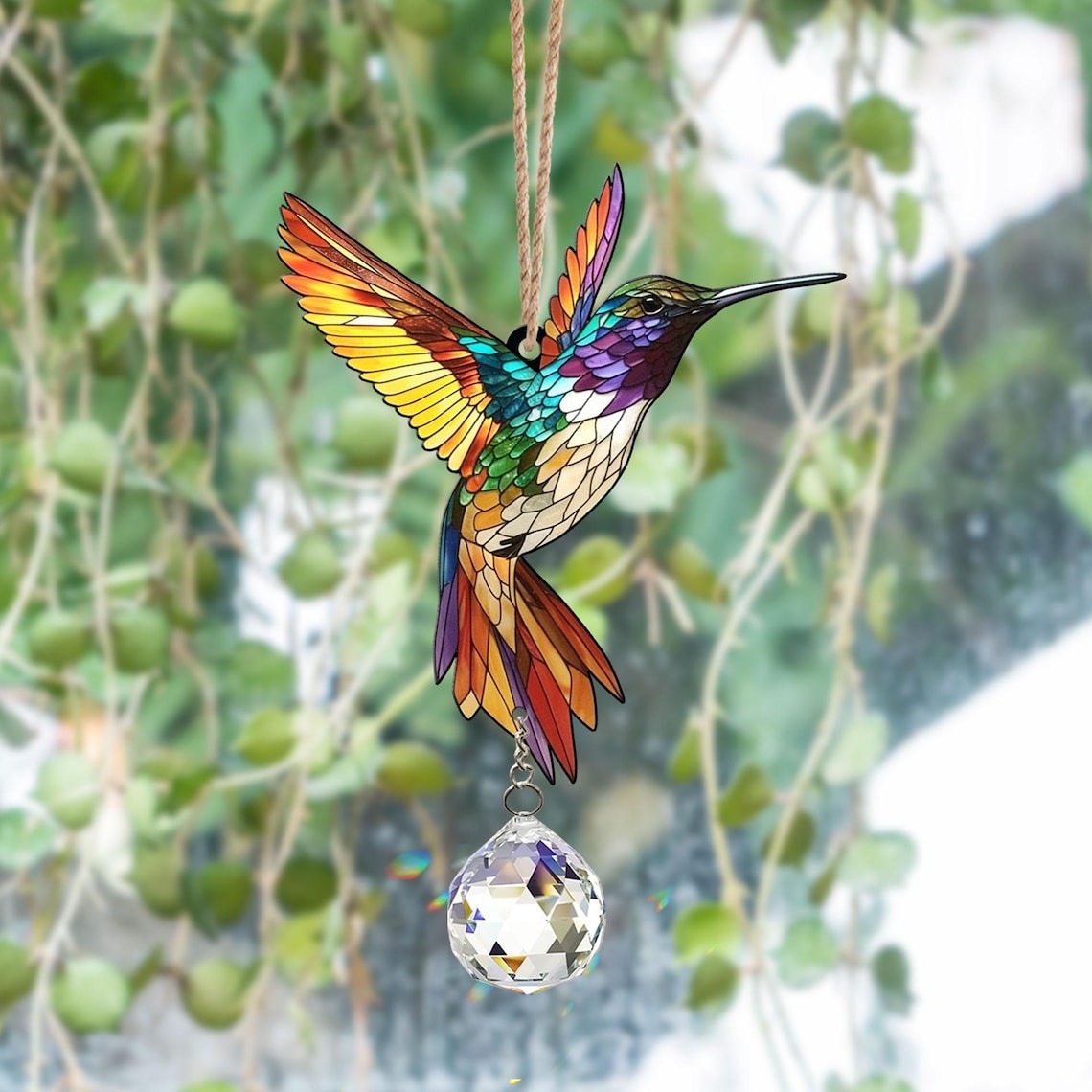 Hummingbird Suncatcher Crystal, Acrylic Window Hanging, Indoor Outdoor Decor, Gifts for Women, Wall Art Decoration