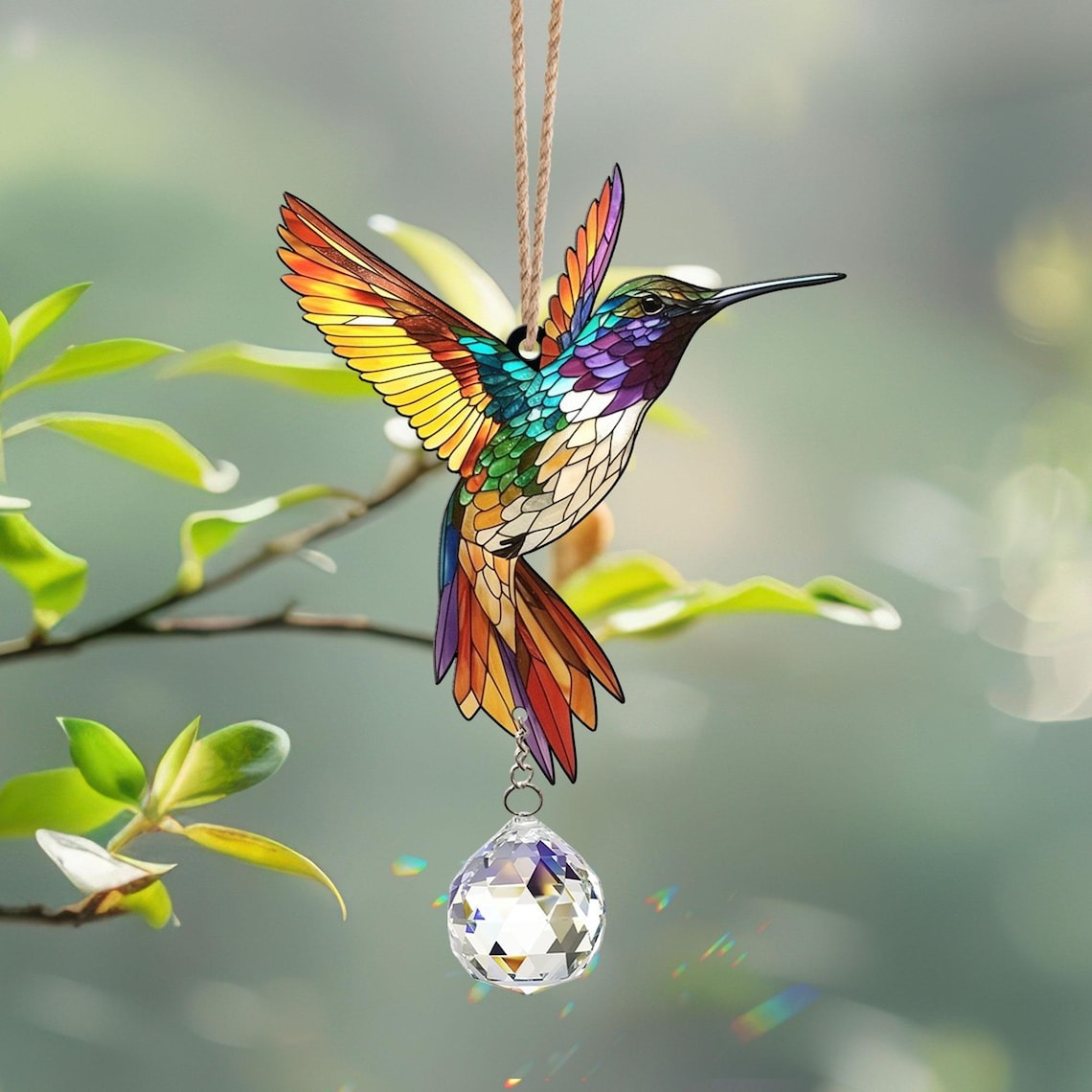 Hummingbird Suncatcher Crystal, Acrylic Window Hanging, Indoor Outdoor Decor, Gifts for Women, Wall Art Decoration