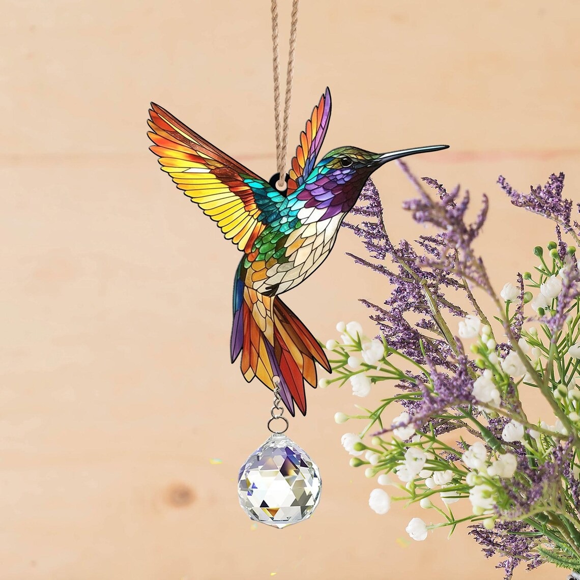 Hummingbird Suncatcher Crystal, Acrylic Window Hanging, Indoor Outdoor Decor, Gifts for Women, Wall Art Decoration