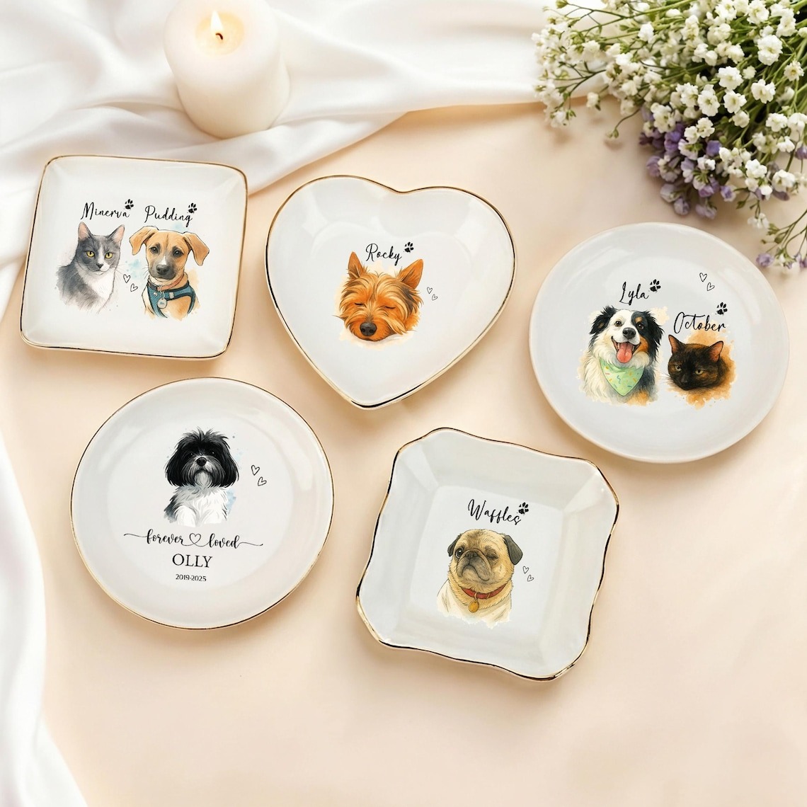 Personalized Watercolor Pet Photo Ornament: Custom Memorial Keepsake