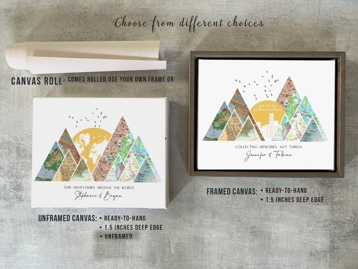 Personalized Mother's Day Canvas Art: Custom Map Mountain Print