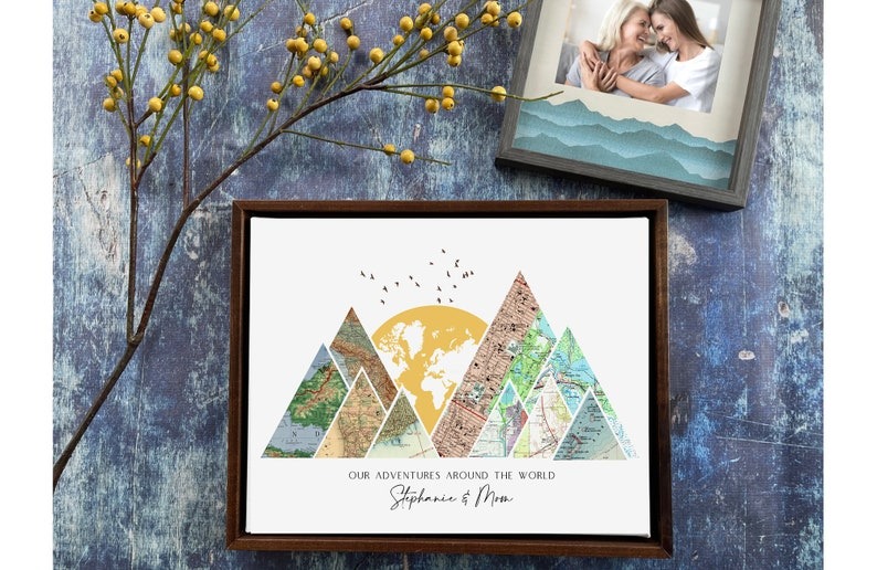 Personalized Mother's Day Canvas Art: Custom Map Mountain Print