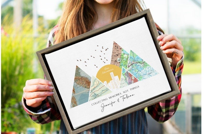Personalized Mother's Day Canvas Art: Custom Map Mountain Print