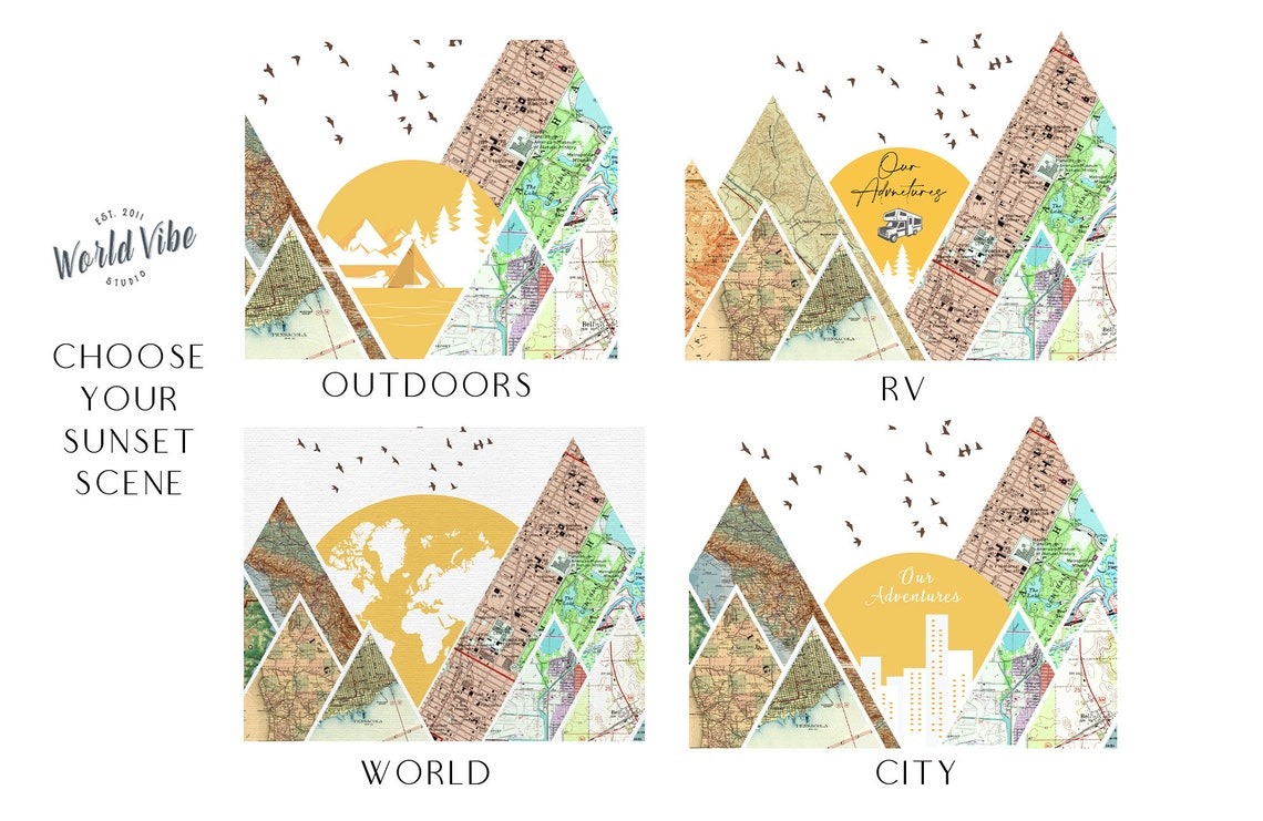 Personalized Mother's Day Canvas Art: Custom Map Mountain Print