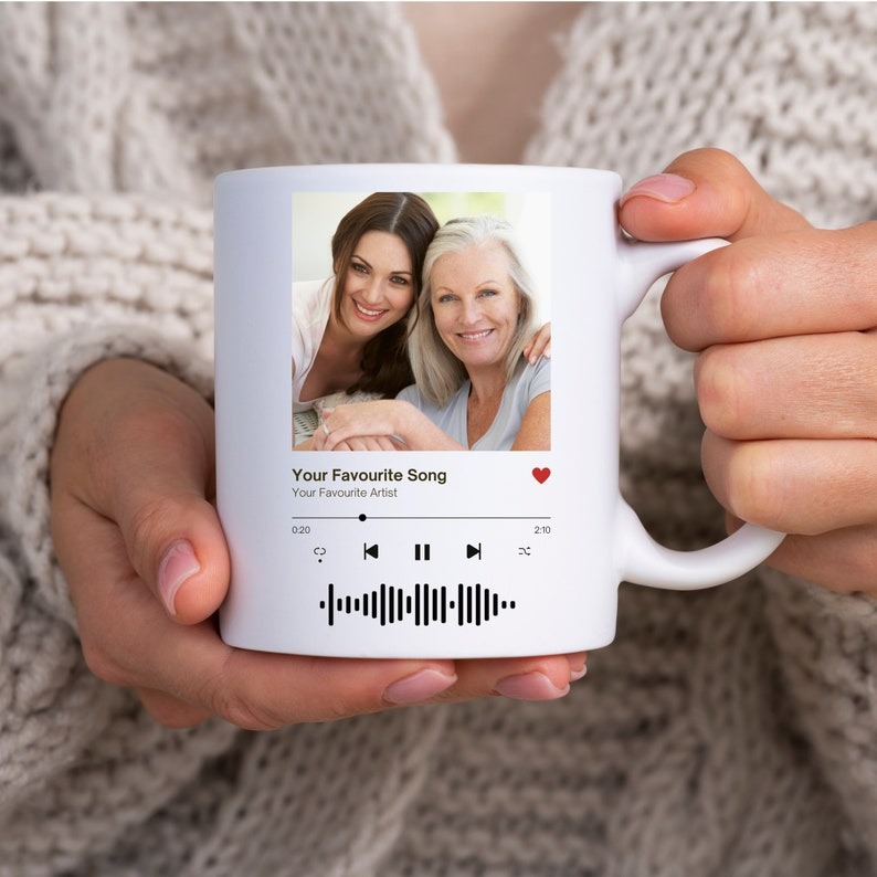 Custom Photo Song Code Mug, Personalized Mother's Day Gift