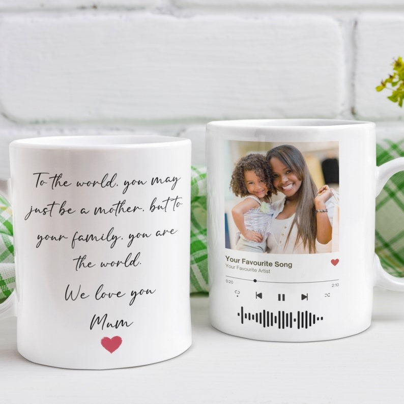 Custom Photo Song Code Mug, Personalized Mother's Day Gift
