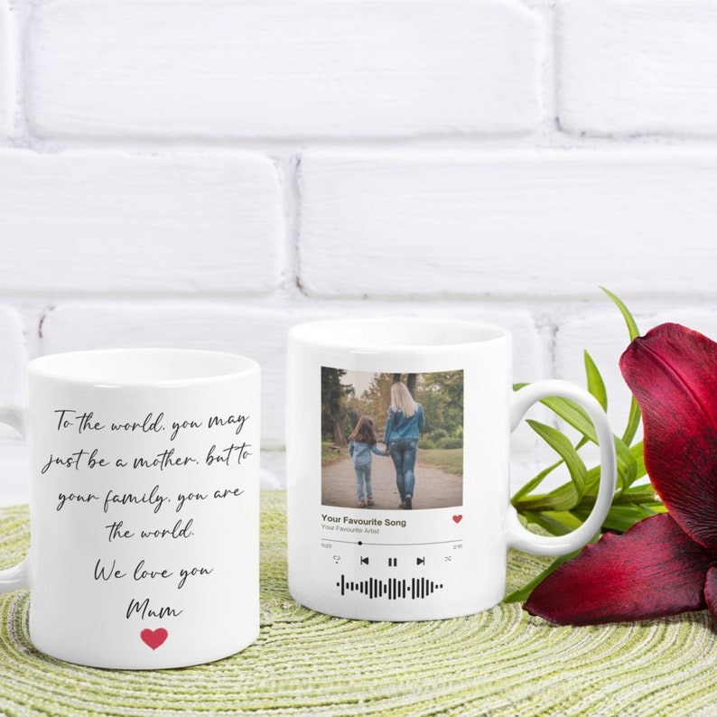 Custom Photo Song Code Mug, Personalized Mother's Day Gift