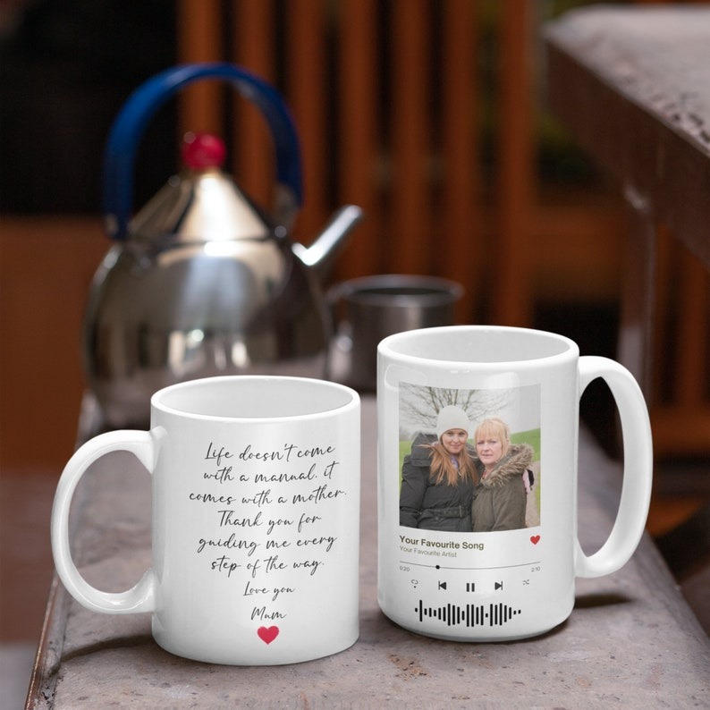 Custom Photo Song Code Mug, Personalized Mother's Day Gift