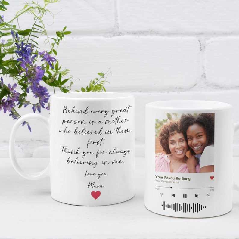 Custom Photo Song Code Mug, Personalized Mother's Day Gift