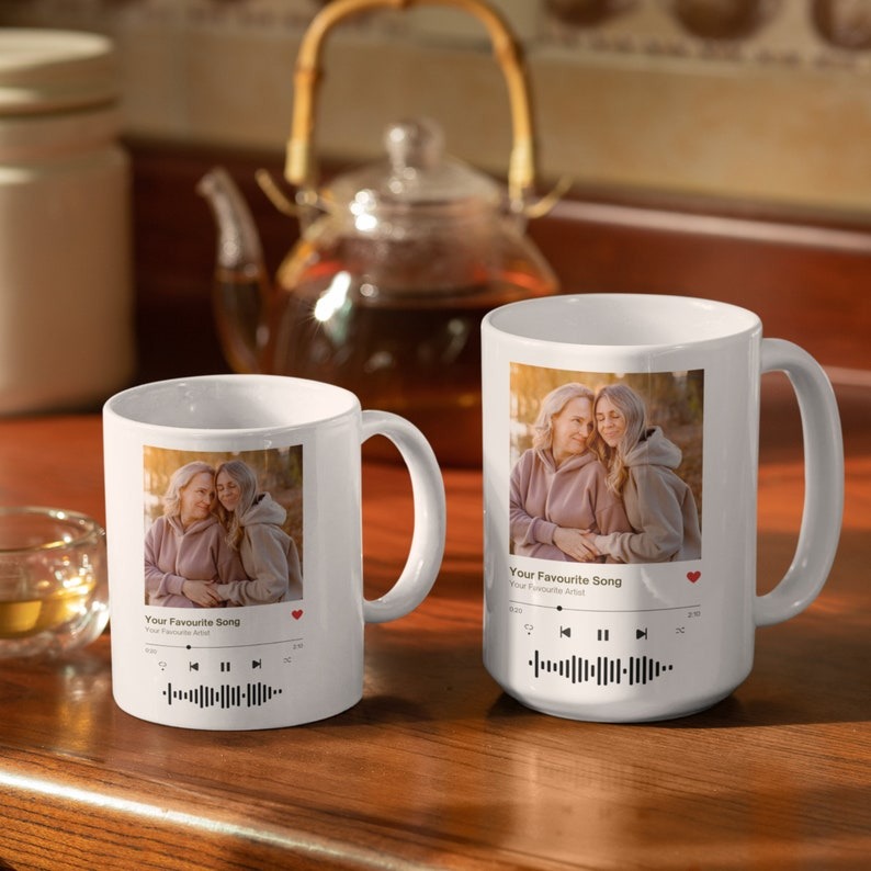 Custom Photo Song Code Mug, Personalized Mother's Day Gift