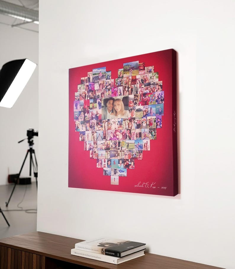 Personalized Heart Photo Collage Canvas Print - Mother's Day Gift