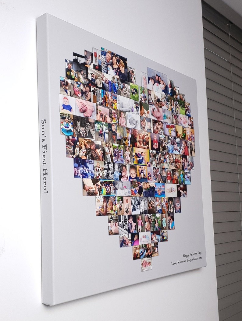 Personalized Heart Photo Collage Canvas Print - Mother's Day Gift